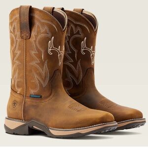 Ariat Women’s’ Anthem Deer Embroidered Waterproof Brown Western Boots. NEW Sz.9
